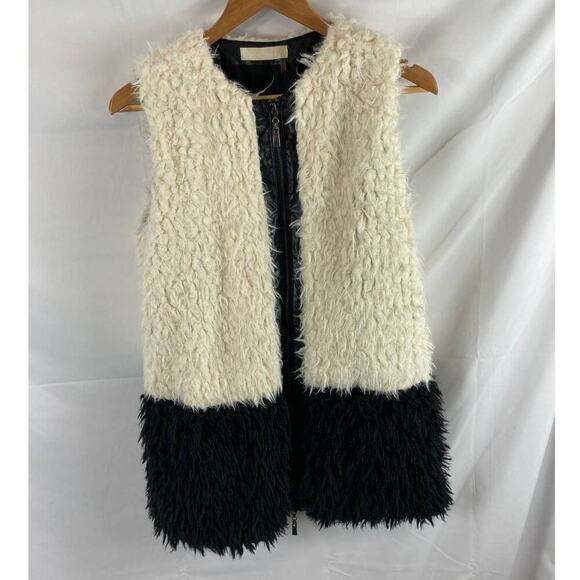 Lumiere Faux Fur and Leather Color Block Vest Small - Picture 1 of 5
